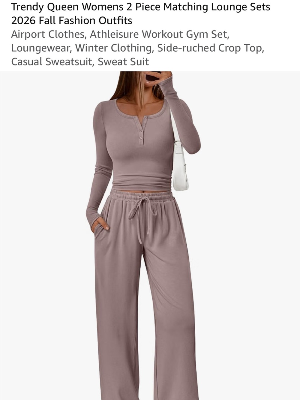 Wide-Leg Lounge Pants & Henley Crop Top Set — Mauve